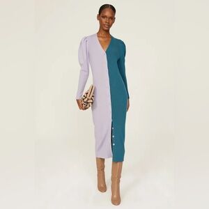 LIKE NEW SIZE S WILL FIT UP TO A MEDIUM Chic Asymmetrical Teal /Lavender Dress